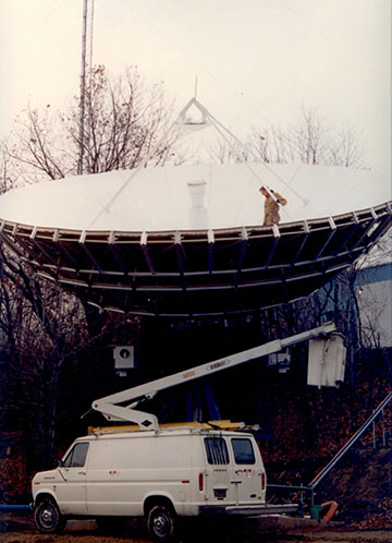 truck and large satellite dish